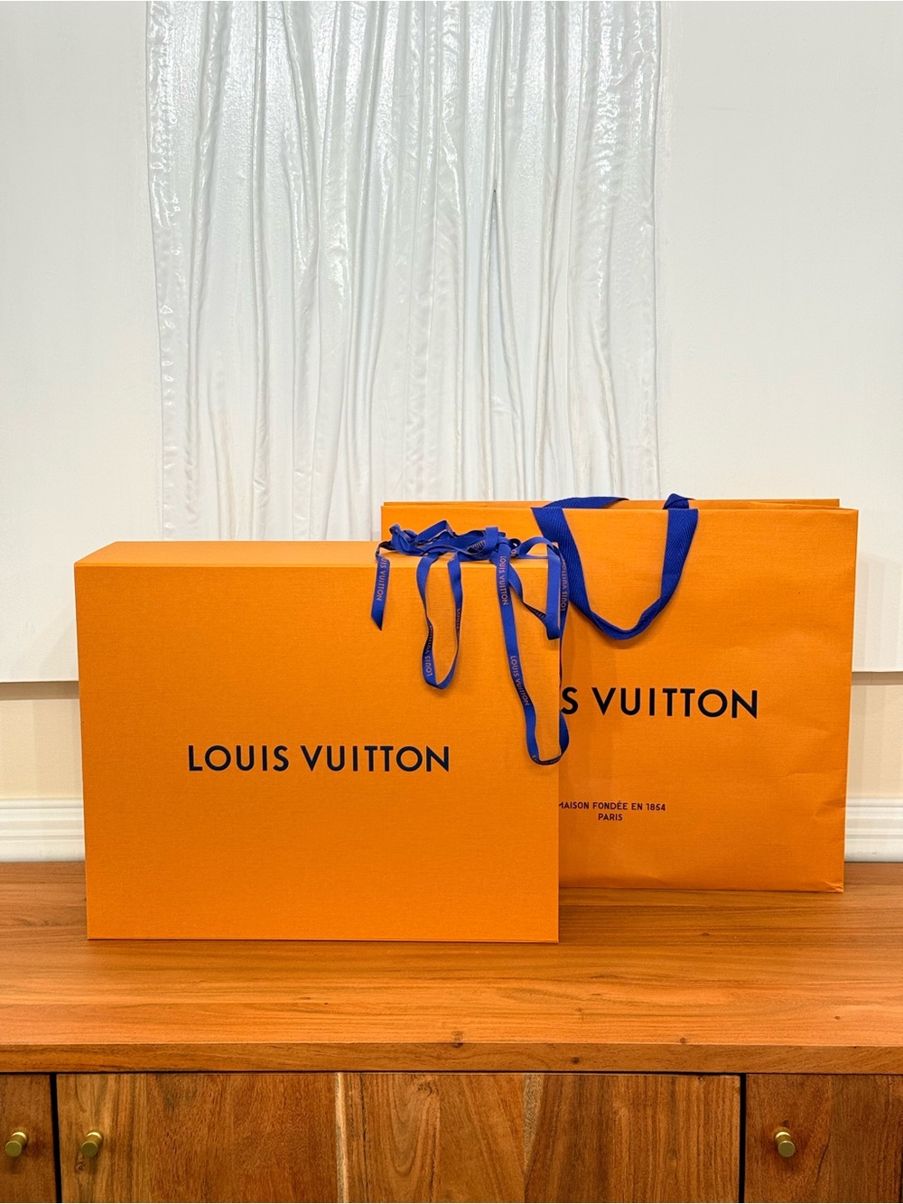 ⁠Louis Vuitton Extra Large Empty Handbag Gift Box Shopping Bag & Ribbon